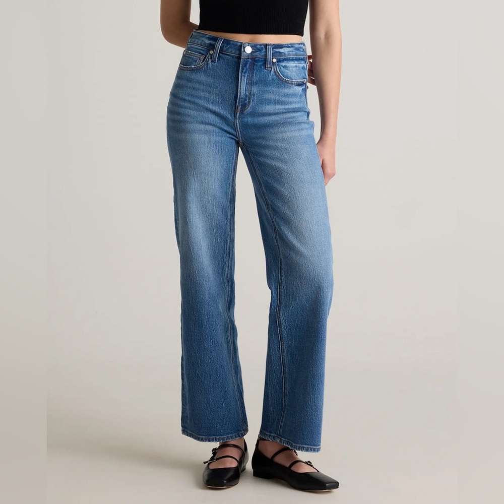 Quince Bella Stretch Atlantic Blue Relaxed Straight Jeans 30” inseam